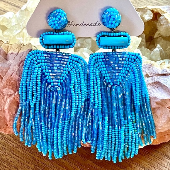 NWT Deepa Gurnani Beaded Fringe Chandeliers - Picture 9 of 12